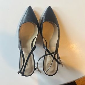 Bruno Magli size 41 black leather pumps ankle strap